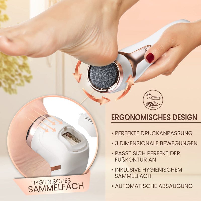 GRUNDIG electric callus remover to remove calluses - quickly beautiful feet - foot care set with high-performance battery I IPX7 foot pedi pedicure (callus remover), white - NewNest Australia