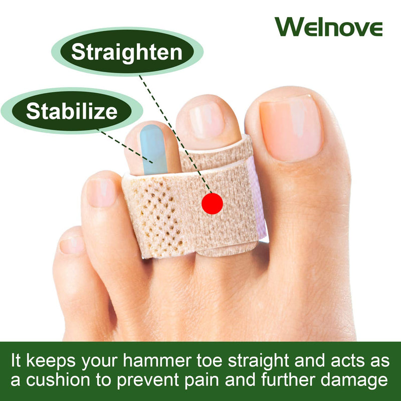 Welnove [6X] hammer toe spreaders, hammer toe correctors, hammer toe splints, toe bandages for correcting hammer toes, broken toes, crooked toes and overlapping toes - NewNest Australia