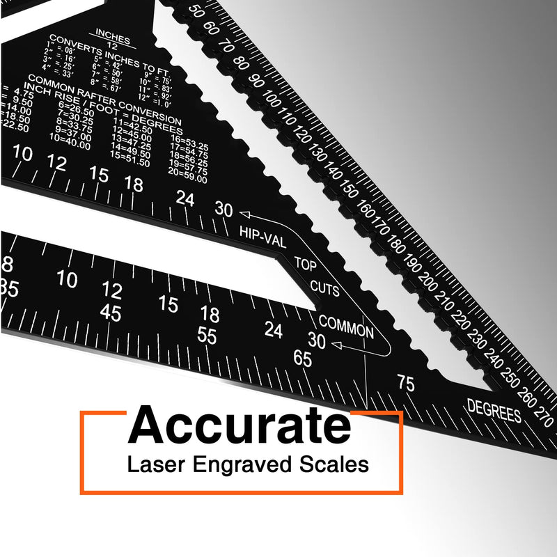Mecurate Rafter Square, 12 inch Triangle Carpenter Square Die-cast Aluminum for Woodworking and Carpentry - NewNest Australia