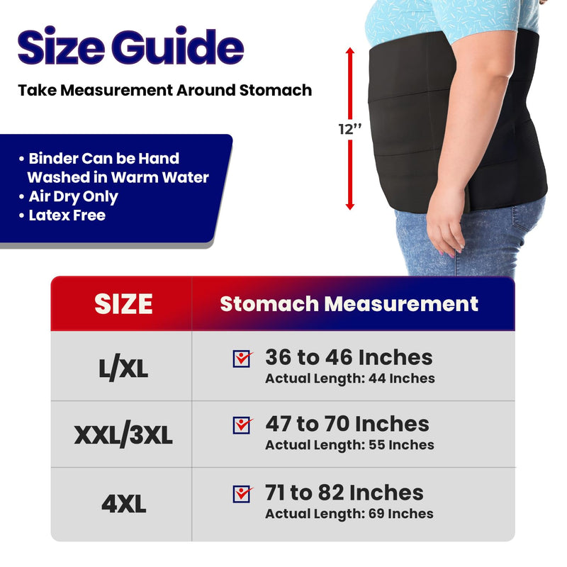 Wide Abdominal Binder Belly Wrap – Plus Size Postpartum Tummy Tuck Belt Provides Slimming Bariatric Stomach Compression or to Help Hernia or Post Surgery Healing & Support Black (XXL/3XL) XXL/3XL - NewNest Australia