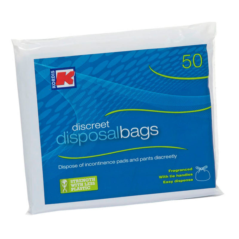 Kordis Large Adult Incontinence Disposal Bags - 3 x 50 Bags. Fragranced Nappy Sacks With Tie Handles - Disposable & Discreet. Hygienic Waste Disposal Of Incontinence Pads. 150 Bag Count - 32 x 42cm - NewNest Australia