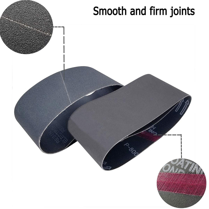 Sackorange 12 PCS 4 x 24 Inch High Performance Silicon Carbide Sanding Belts - 3 Pcs Each of 400 600 800 and 1000 Grits Premium Knife Sharpening Sanding Belts (4 x 24 inch) - NewNest Australia