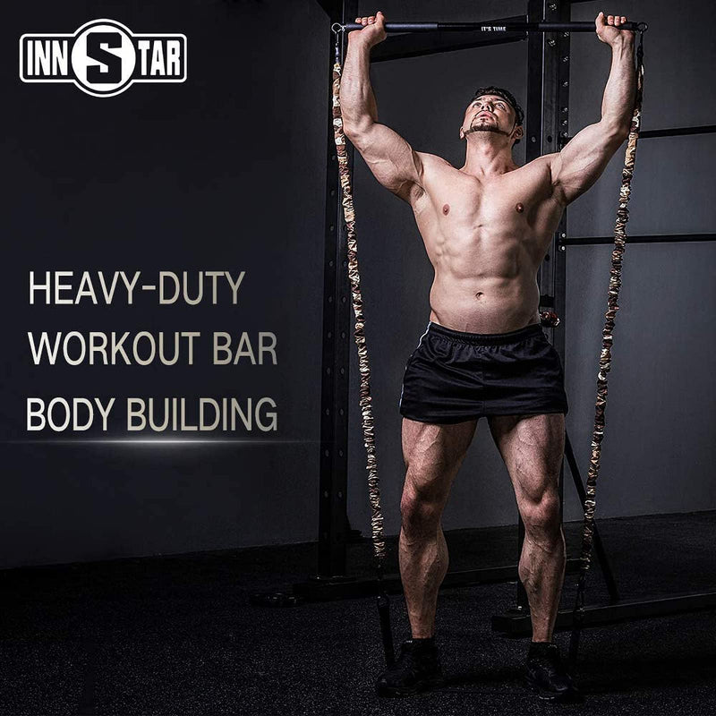 Innstar Resistance Bands Bar Exercise Bands Attachment 96Cm Black Maximum Load 362Kg For Home Fitness Training Full Body Training Power Lifting Fitness Bar Non-Removable Bar Black-96Cm - NewNest Australia