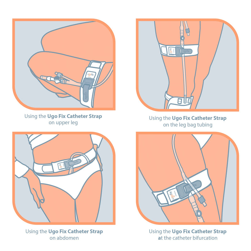 Ugo Fix Catheter Strap (X5) - Catheter Fastening Strap/Catheter Holder With Non-Slip And Allergy Free Silicone Handle And Free Laundry Bag (Long) (Pack Of 5) - NewNest Australia