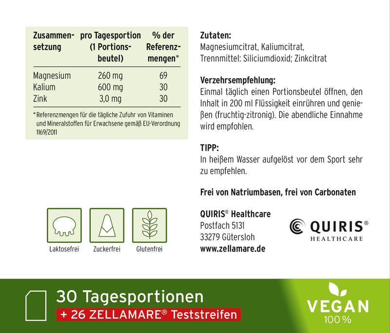 CELLAMARE BASE for interval fasting, for vitality in everyday life, with zinc, potassium &amp; Magnesium citrate, vegan  WITH BASE TEST STRIPS, quality Made in Germany - NewNest Australia