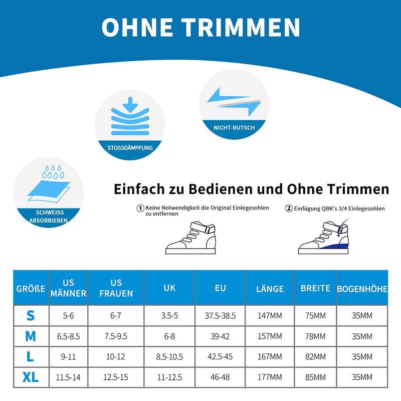 Plantar Fasciitis QBK 3/4 Insoles Sports Flat Foot Orthopedic Insoles Shoes for Heel Spurs Women and Men Achilles Tendonitis Pain Relief, M - NewNest Australia