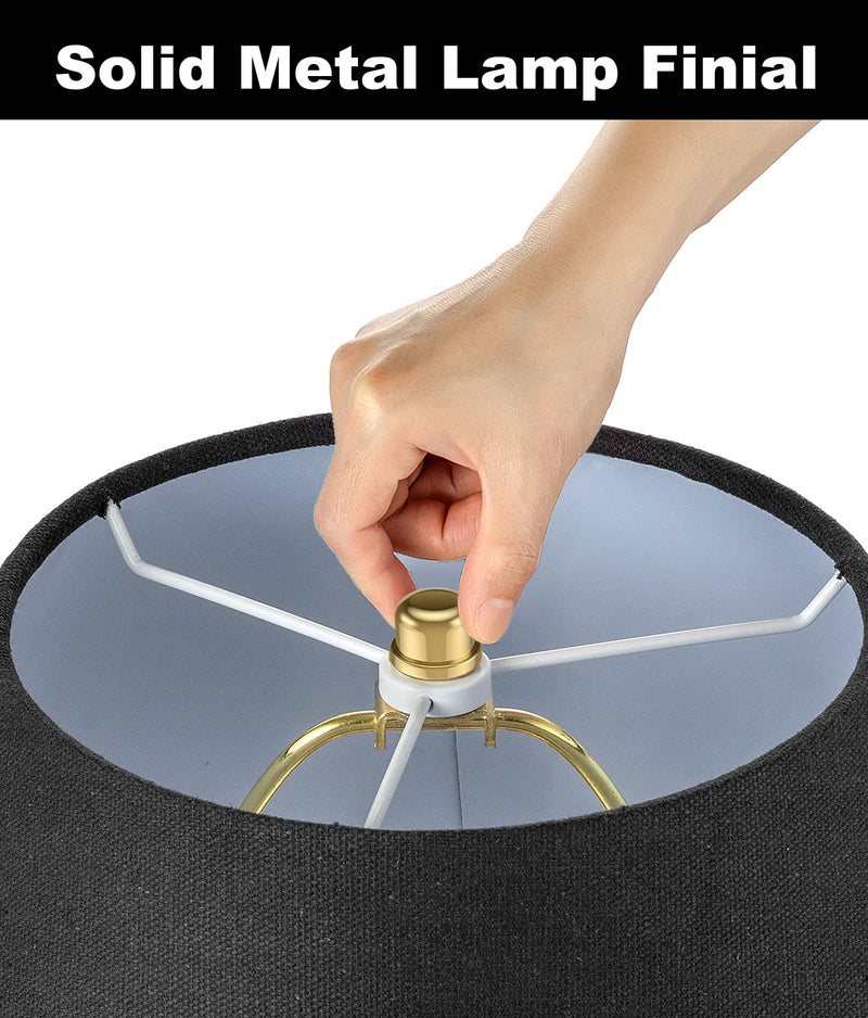Lamp Shade Holder, 2 Set 7 Inch [Heavy Duty] Lamp Harp Holder with 3/8 Standard Saddle + Lamp Finial Caps for Table and Floor Lamps (Polished Brass) - NewNest Australia