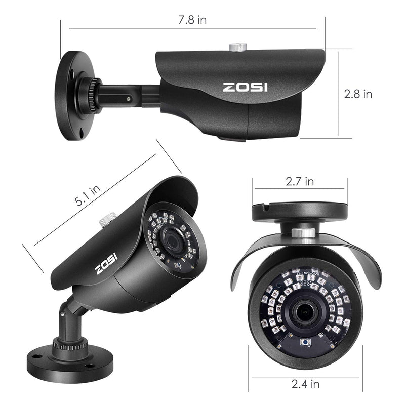 ZOSI 1080P HD 1920TVL Hybrid 4-in-1 TVI/CVI/AHD/960H CVBS CCTV Surveillance Weatherproof Bullet Security Camera 42PCS Infrared LEDs, 120ft IR Distance, For HD-TVI, AHD, CVI, and CVBS/960H analog DVR Black - NewNest Australia