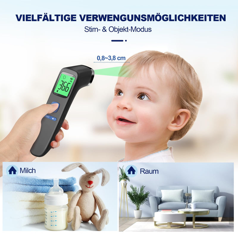 Fever Thermometer, Contactless Forehead Thermometer, Digital Infrared Thermometer For Babies And Adults With Instant Measurement Accuracy And Fever Alarm, Black - NewNest Australia
