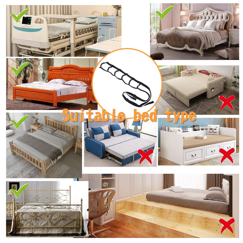KkaFFe Bed Ladder Assist, Bed Ladder Straps with Handles, 6 Handle Bed Ladder Straps, Multi Handle Pregnant Awakening Aids, Pull Up Assist Device for Elderly Patient Safety and Stability - NewNest Australia