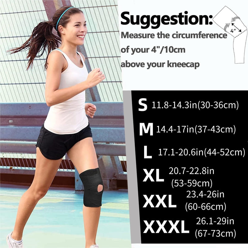 ANAMPION Knee Brace for Knee Pain Adjustable Knee Compression Sleeve Support with Side Stabilizers for Men Women Working Out, Running, Fitness, Weightlifting ACL MCL Meniscal Tear Black (XXL) XXL - NewNest Australia
