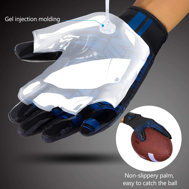 NICEWIN Football Gloves Adult Football Receiver Gloves for Men and Women Blue 1 Medium - NewNest Australia