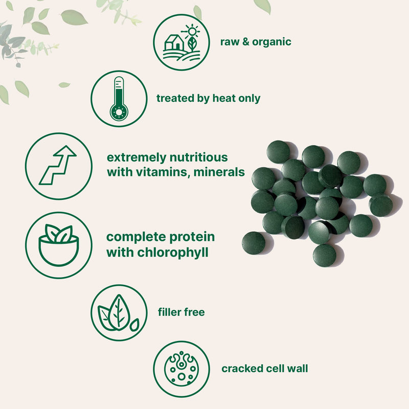 Organic Chlorella Tablets, 3000mg Per Serving, 720 Tabs, 4 Months Supply, Broken Cell Wall, Rich in Vegan Protein & Vitamins, No Filler, No Additives & Non-GMO | Pure Green Algae Superfood 720 Count (Pack of 1) - NewNest Australia