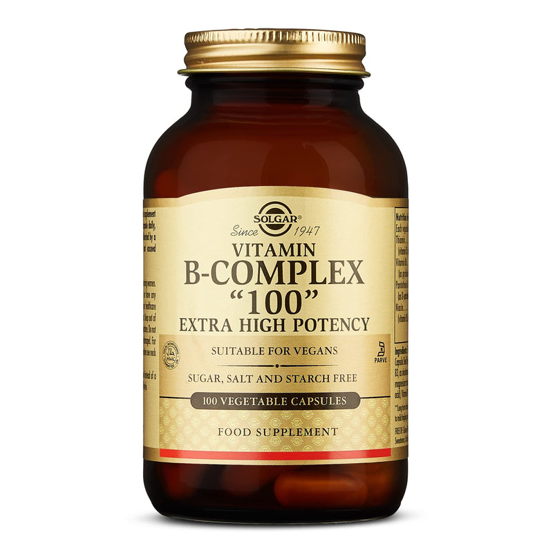 Solgar B-Complex "100", 100 Vegetable Capsules - Heart Health - Nervous System Support - Supports Energy Metabolism - Non GMO, Vegan, Gluten Free, Dairy Free, Kosher, Halal - 100 Servings 100 Count (Pack of 1) - NewNest Australia