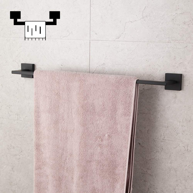 GERZWY 18-Inch Bathroom Towel Bar SUS 304 Stainless Steel Bath Towel Bar Matte Black Modern Square Style Wall Mount IG1802C45-BK - NewNest Australia