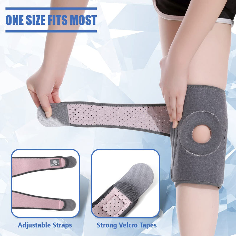 MAYKI Knee Brace with Patella Gel Pad for Women 1 PCS, Adjustable Breathable Knee Supports for Arthritis/Ligament Damage, Running/Weight Lifting One Size Grey & Pink - NewNest Australia