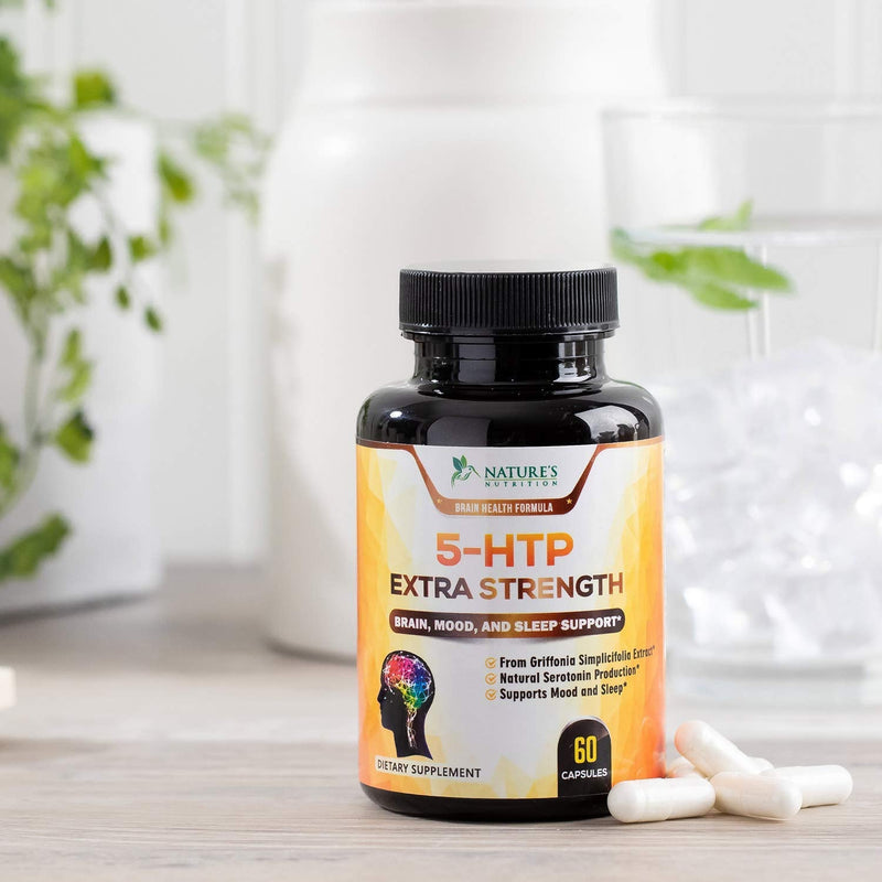 5-HTP 200mg Capsules - Extra Strength Support for Stress, Bottled in USA, Best 5-Hydroxytryptophan Supplement for Men and Women, Supports Mood - 60 Capsules 60 Count (Pack of 1) - NewNest Australia