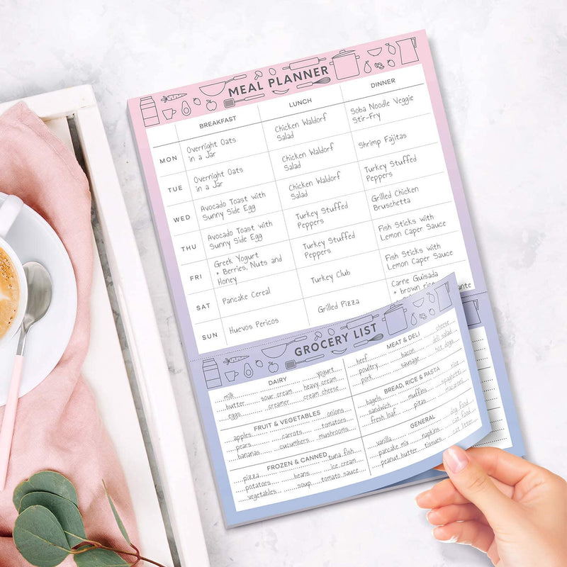 Sweetzer & Orange Meal Planner Notepad and Grocery List | 7x10 inch Pad for Organized Weekly & Daily Planning | Tear-Off Grocery Magnetic Notepad Checklist for Convenient Shopping - NewNest Australia