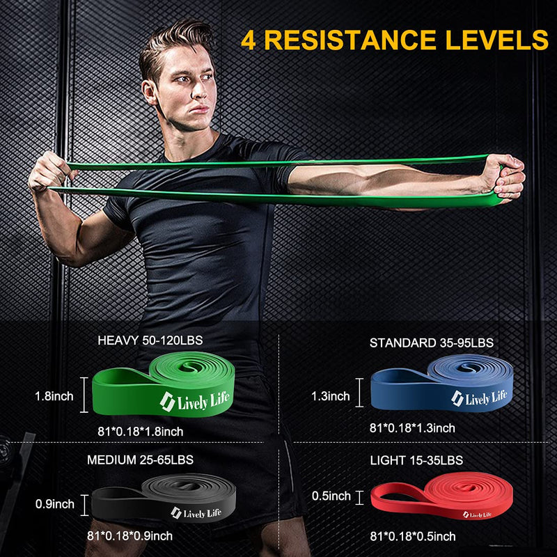 Lively Life Long Resistance Band Pull Up Band, Heavy Fitness Exercise Band for Men Women, Home Workout Resistance Bands for Yoga, Pilates, Crossfit, Assisted Pull Ups, Stretching Strength Red - NewNest Australia