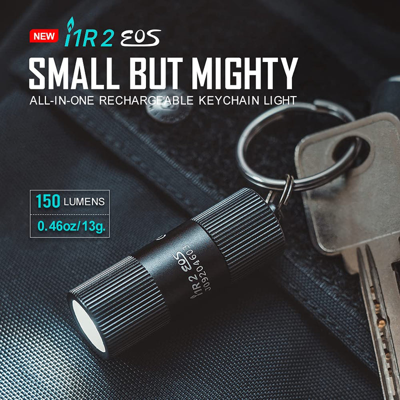 OLIGHT i1R 2 EOS 150 Lumens Tiny Rechargeable Keychain Flashlight EDC Mini LED Keyring Light with Built-in Battery for Camping Hiking Dog Walking etc Black - NewNest Australia