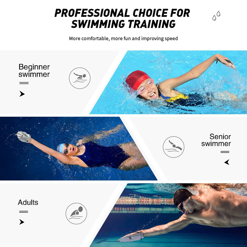 FalinLego Swimming Paddles for Hands, Swimming Training Hand Paddles with Adjustable Straps, Swim Paddles for Adult Children Unisex Professional Swimming Accessories (1 Pair) Silver - NewNest Australia