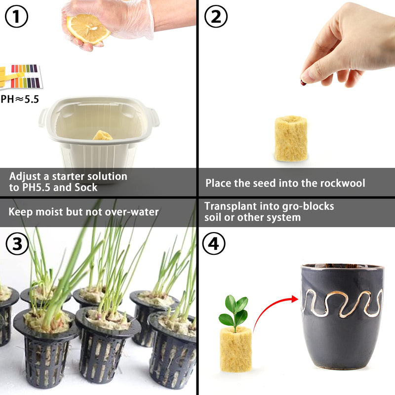 YBB 50 Pcs Round Rockwool Starter Plugs, 0.7 x 1 Inch Rockwool Grow Plugs Hydroponics Grow Media Seed Starter Kit with 60 Pcs Labels - NewNest Australia