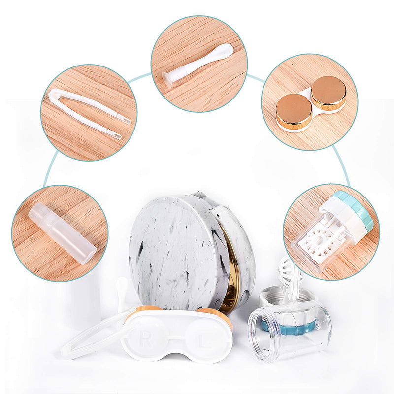 Contact Lens Travel Kit with Cleaner Washer, Portable Contact Box with Mirror Tweezers Remover Tool Solution Bottle for Daily Outdoor (Golden) Golden - NewNest Australia