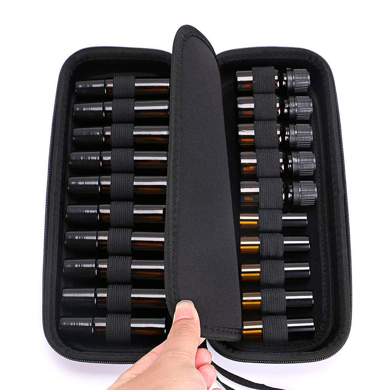 BTSKY 20 Bottles EVA Essential Oil Case, Can Hold 10ml, 10ml Rollers & 5ml - Durable Waterproof Hard Shell Essential Oils Carrying Case Nail Polish Storage Organizer, Purple (No Essential Oils) - NewNest Australia