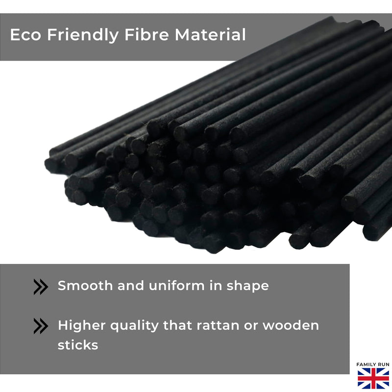 Ziffs Home® 120 Black Fibre Reed Diffuser Sticks - 20cm x 4mm - Thick Diffuser Reeds Sticks - Diffuser Sticks for Diffuser Oils Fragrance Refill - Fibre Reeds for Diffusers - NewNest Australia