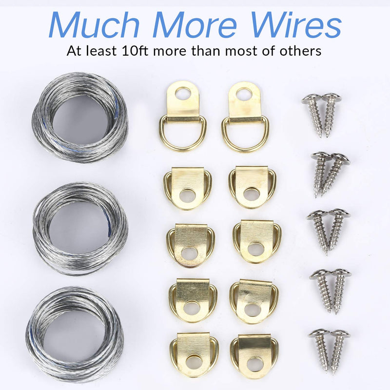 Picture Hangers, Picture Hanging Kit, 225pcs Heavy Duty Frame Hooks Hardware with Nails, Hanging Wire, Screw Eyes, D Ring and Sawtooth for Wall Mounting - NewNest Australia