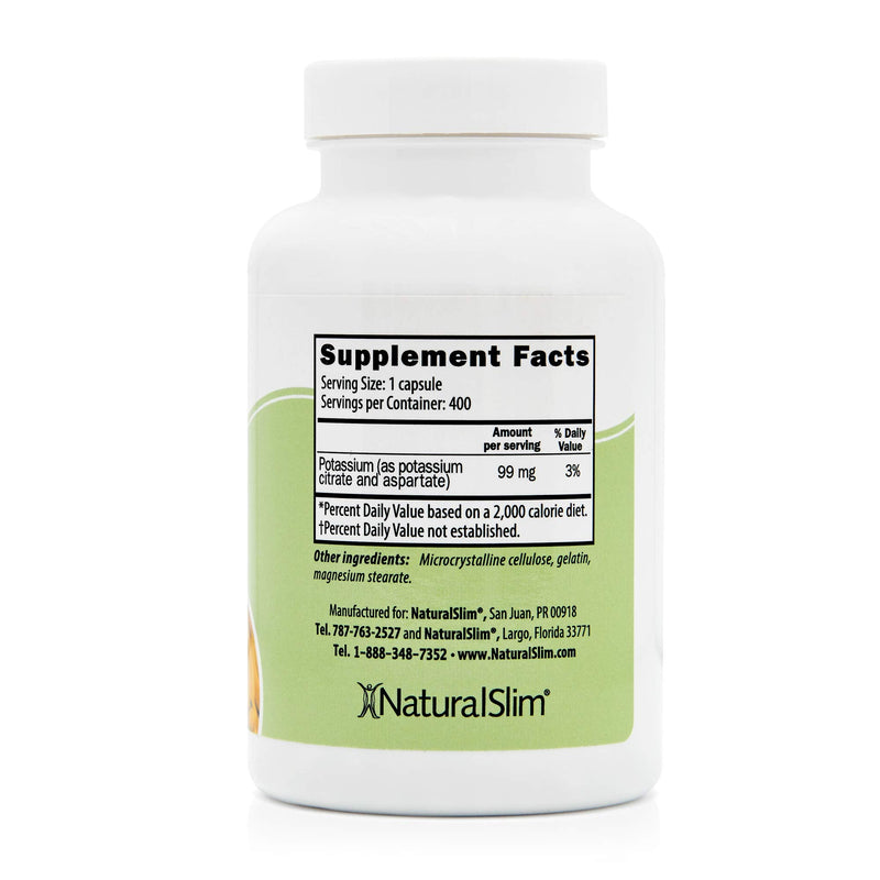 Naturalslim Kadsorb Natural Potassium Citrate - Supports Electrolyte Balance & Normal PH, Non-GMO & Gluten-Free, Absorbable Potassium Supplement with Essential Minerals - 99 mg 400 Capsules 400 Count (Pack of 1) - NewNest Australia