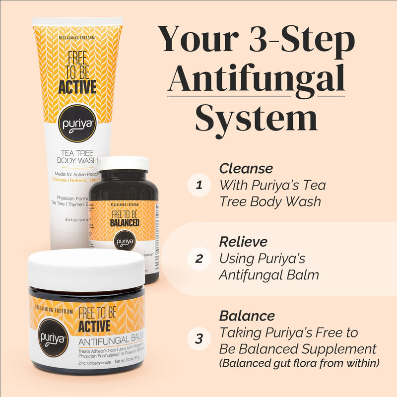 Puriya Antifungal Cream, Doctor Formulated Athletes Foot Cream, Jock Itch, Anti Itch Cream Extra Strength & Ringworm Treatment for Humans, Fast Acting, Plant-Based Balm with high dose of Tea Tree Oil - NewNest Australia