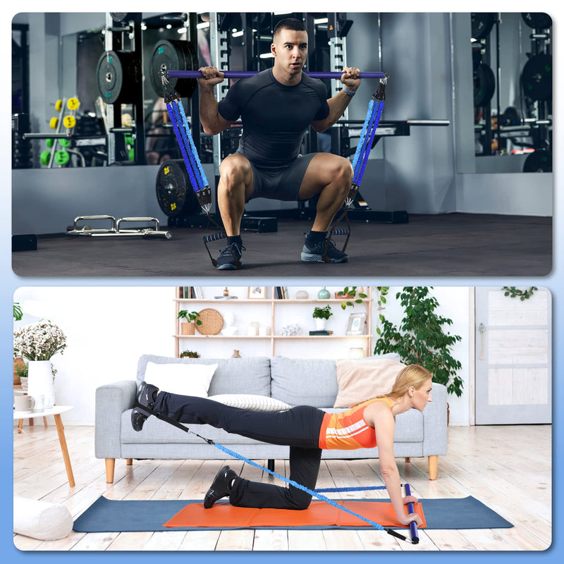 Hommie Pilates Bar Kit With Resistance Bands For Women And Men, Pack Of 3 Stick Squat Yoga Pilates Resistance Bands With Handles, Door Anchors & Foot Straps For Pilates Strength Training 9, 18, 27 Kg - NewNest Australia