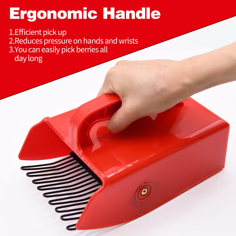 LFSEMINI Berry Picker, Berry Pickers and Rakes with Metallic Comb and Ergonomic Handle for Easier Berry Picking, Blueberry Rake Scoop for Blueberries, Lingonberries and Huckleberries (Red) - NewNest Australia