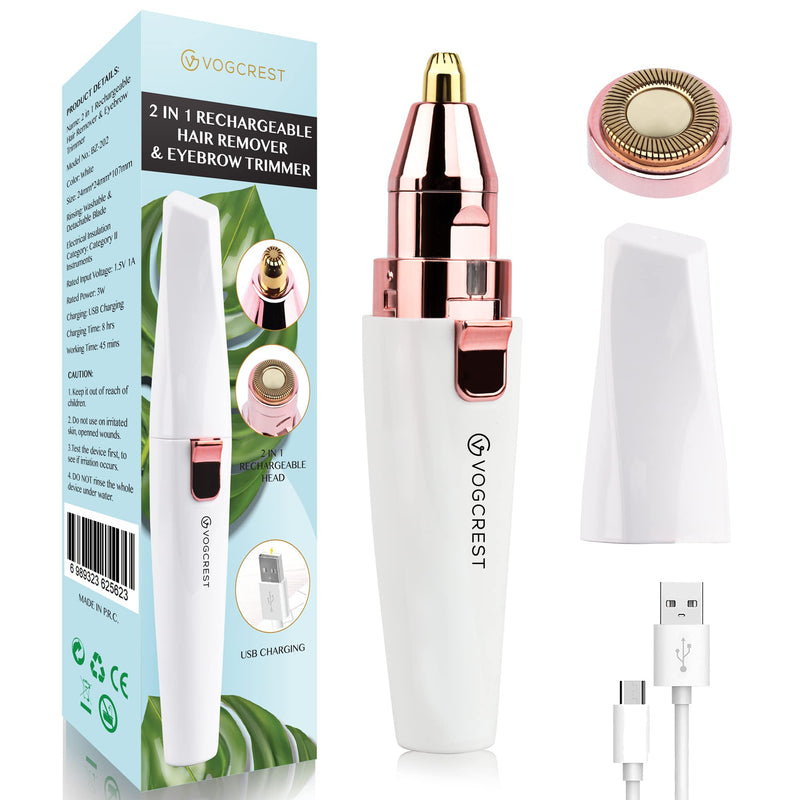 Rechargeable Eyebrow Trimmer & Bikini Trimmer For Women, 2-In-1 Eyebrow Razor And Painless Eyebrow Epilator, Eyebrow, Lip, Nose, Body, Facial Hair Remover For Women - NewNest Australia