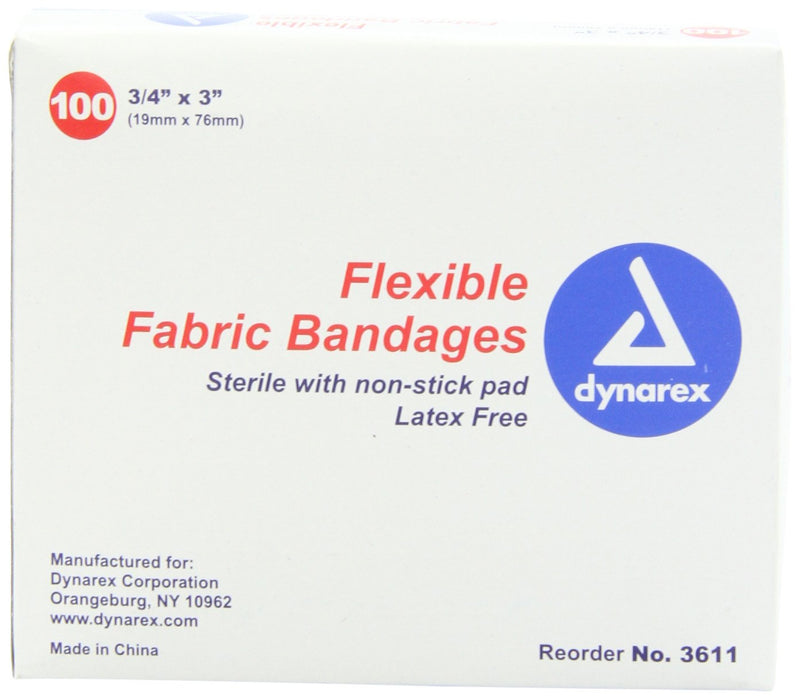 Dynarex Adhesive Fabric Bandage, 3/4 Inches X 3 Inches Sterile, 100 Count 1 - NewNest Australia