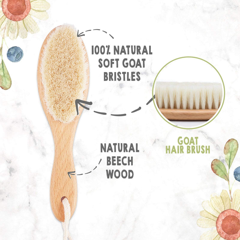 Baby Hair Brush - Baby Brush with Soft Goat Bristles - Cradle Cap Brush - Perfect Scalp Grooming Product for Infant, Toddler, Kids (Walnut, Oval) Brown 1 Count (Pack of 1) - NewNest Australia