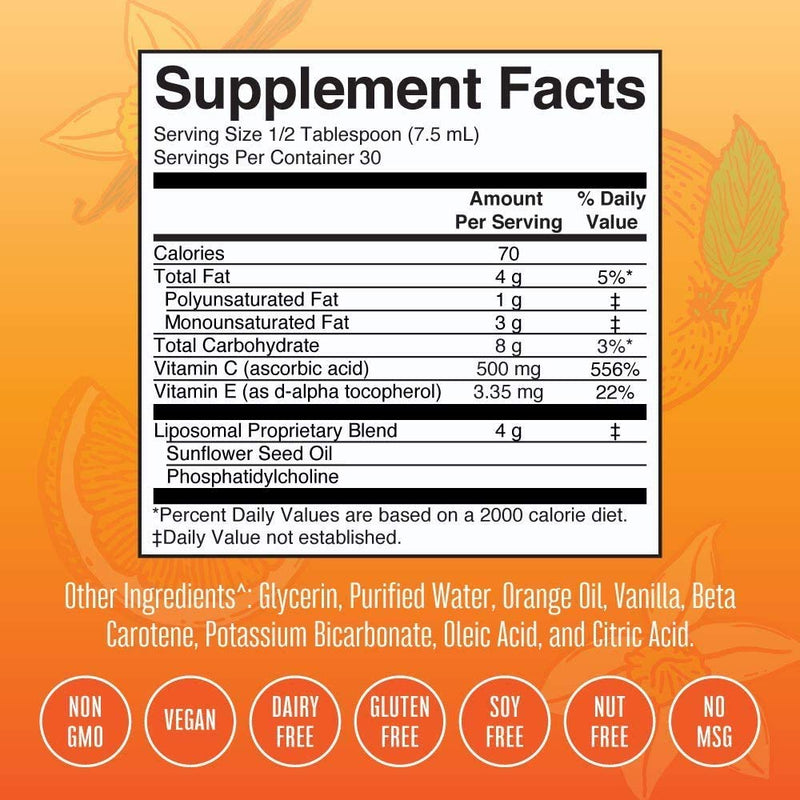 Liquid Vitamin C Liposomal by MaryRuth's, Immune Support for Men & Women, Vegan, Gluten Free, Sugar Free, Non-GMO, 500mg, Citrus & Vanilla, 7.6 Fl Oz - NewNest Australia