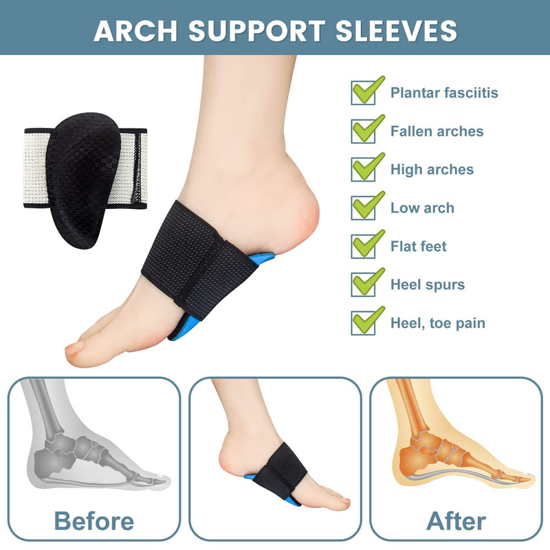 EDNYZAKRN Arch Relief Plus, 2 Pairs Compression Arch Support Sleeves for Flat Feet and Plantar Fasciitis Pain Relief, Elastic Foot Care Band for Men and Women - NewNest Australia