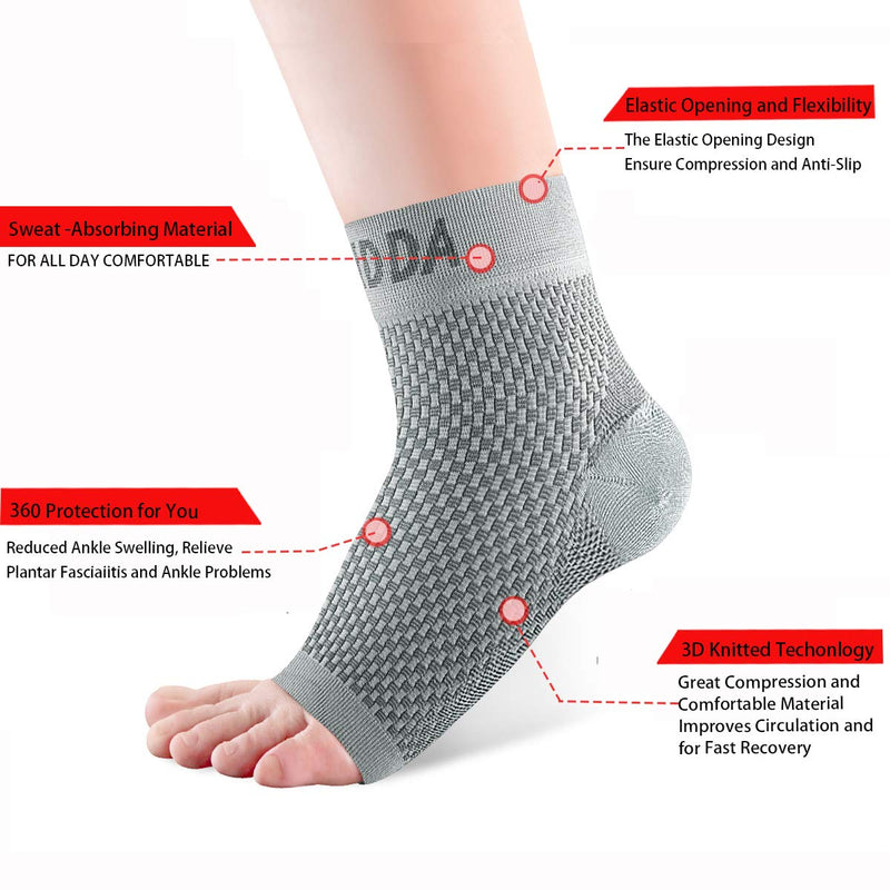 AVIDDA Plantar Fasciitis Socks with Heels Arch Supports, Compression Sleeves Ideal for Arthritis Pain Relief and Suitable for Sports, Ankle Supports for Men and Women Grey-1-M M Grey Pair - NewNest Australia