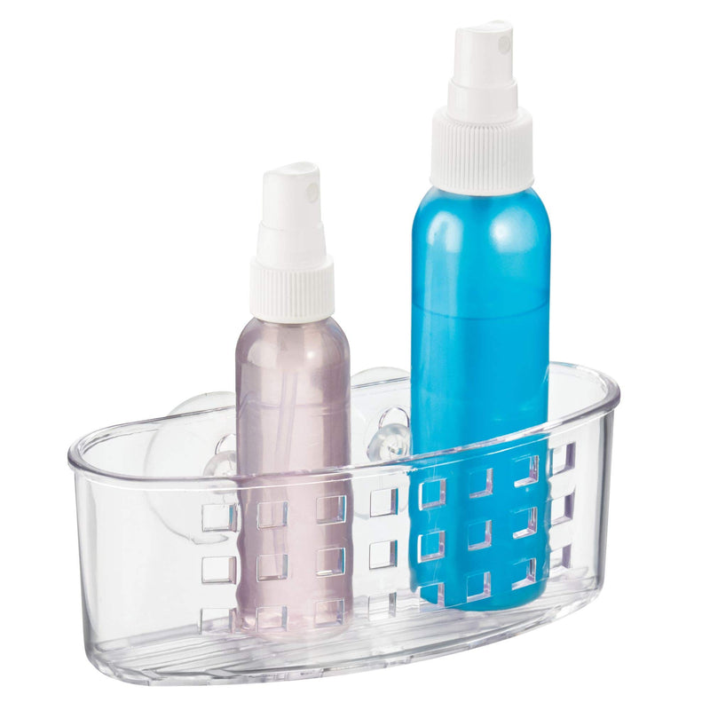 iDesign BPA-Free Plastic Bathroom Suction Organizer Basket - 6.5" x 2.75" x 2.5", Clear - NewNest Australia