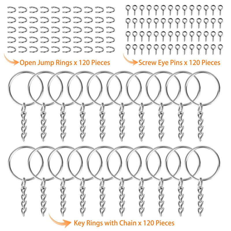 Keychain Rings for Crafts, Flasoo 360Pcs Keychains for Resin Include Key Rings with Chain, Jump Rings, Screw Eye Pins for DIY Keychain Making - NewNest Australia