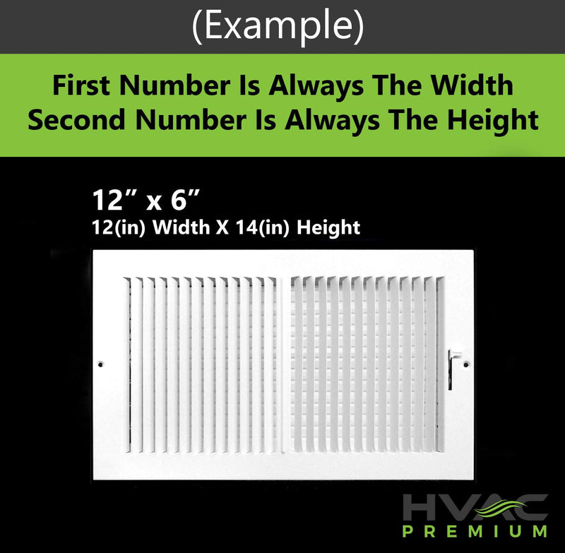 HVAC Premium 6" w X 4" h 2-Way-Flat Stamped Steel - Vent Cover - Grille Register - Sidewall or Ceiling - High Airflow - White [Outer Dimensions: 7.75" w X 5.75" h] 6 x 4 - 2 Way - NewNest Australia