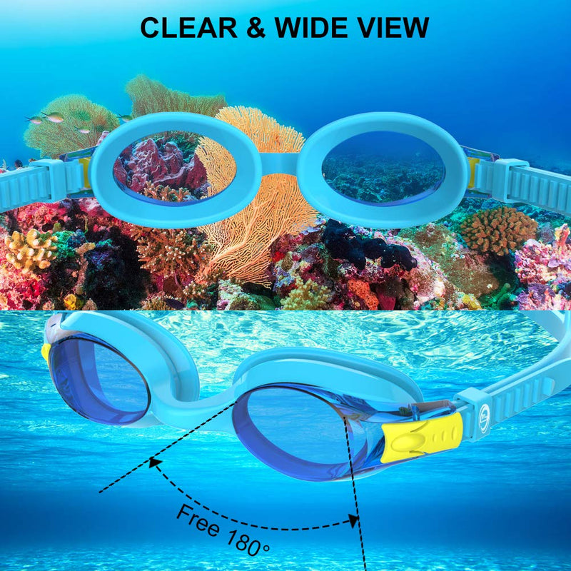 Findway Kids Swim Goggles, 2 Pack Kids Swimming Goggles Anti-fog No Leaking Girls Boys for Age 3-10 1-blue+black - NewNest Australia