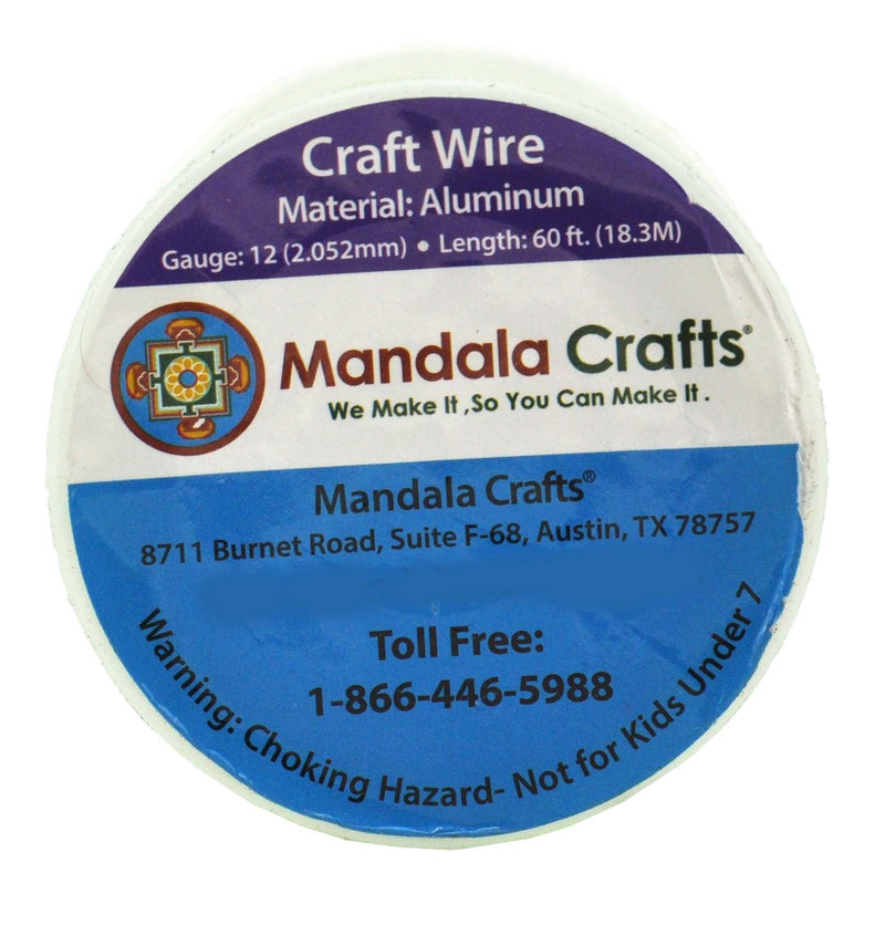 Mandala Crafts Anodized Aluminum Wire for Sculpting, Armature, Jewelry Making, Gem Metal Wrap, Garden, Colored and Soft, 1 Roll(12 Gauge, Ice Blue) 12 Gauge - NewNest Australia