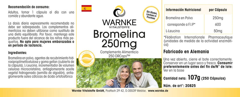 Bromelain 250mg - high dose - 250 capsules - vegan - pineapple enzyme | Warnke vital substances - NewNest Australia