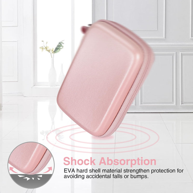 Medmax Bag For Freestyle Libre 3 / Libre 2 / Libre Reader, Hard Shell Protective Case For Blood Glucose Monitor, Lightweight Shockproof Storage Bag With Clip And Handle For Diabetics, Rose Gold - NewNest Australia