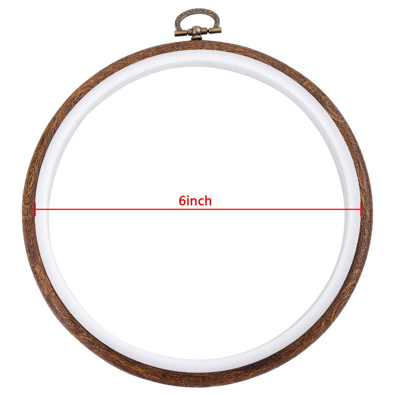 4 Pieces 6 Inch Round Embroidery Hoops Display Frame Circle, Cross Stitch Hoop Ring Imitated Wood Embroidery Kits for Art Craft Sewing and Christmas Ornaments - NewNest Australia