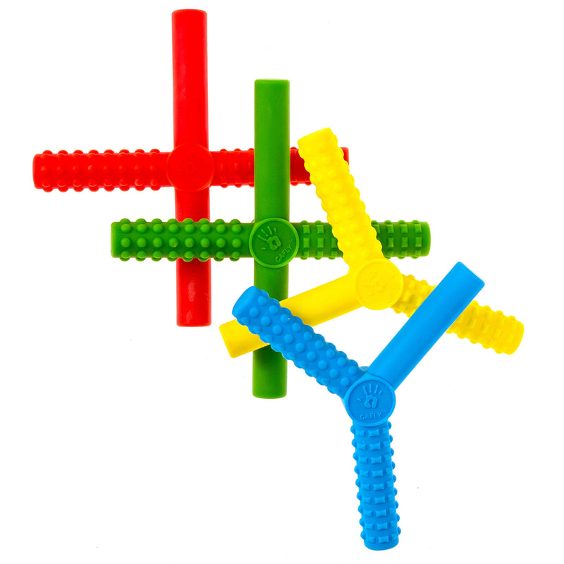 Gafly X's and Y's (5 Pack)-Sensory Chewy for Children with Autism, Kids Special Needs Chew Tubes, Oral Motor Chewers, Silicone, Red Blue Yellow Green - NewNest Australia