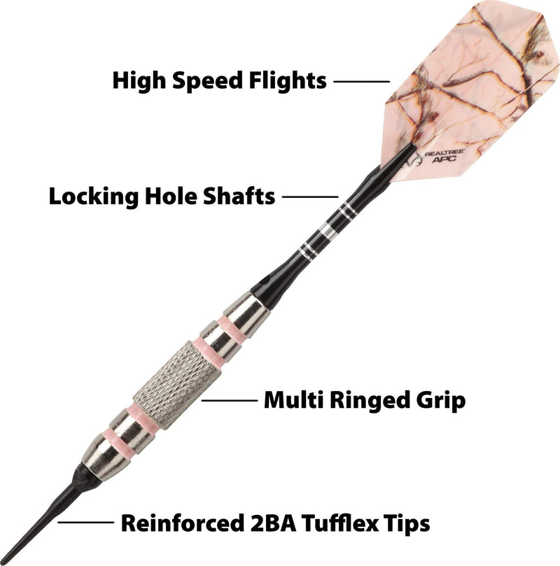 Fat Cat Realtree APC Pink Camo Soft Tip Darts with Storage/Travel Case, 16 Grams - NewNest Australia